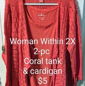 ⭐26W Coral Tank & Cardigan